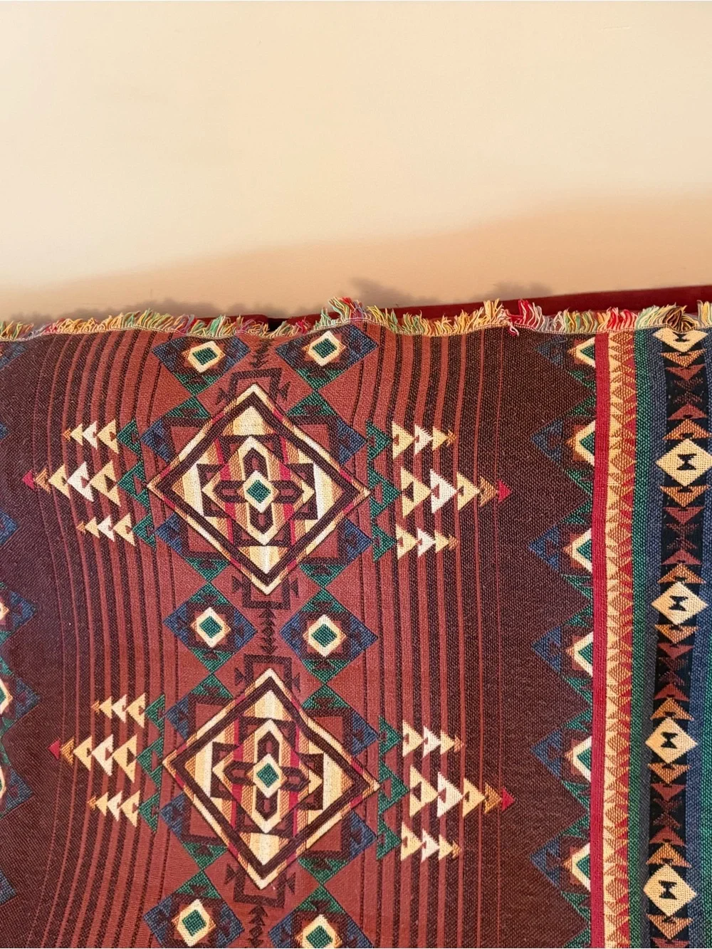 Vintage Goodwin Weavers Southwestern Geometric Woven Throw Blanket